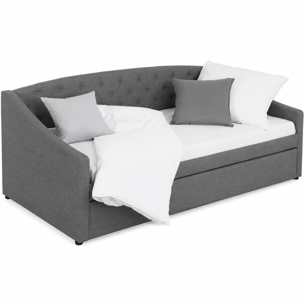 Modernes Schlafsofa 90x200 cm mit Stauraum, Jugendbett Ausziehbar in Grau