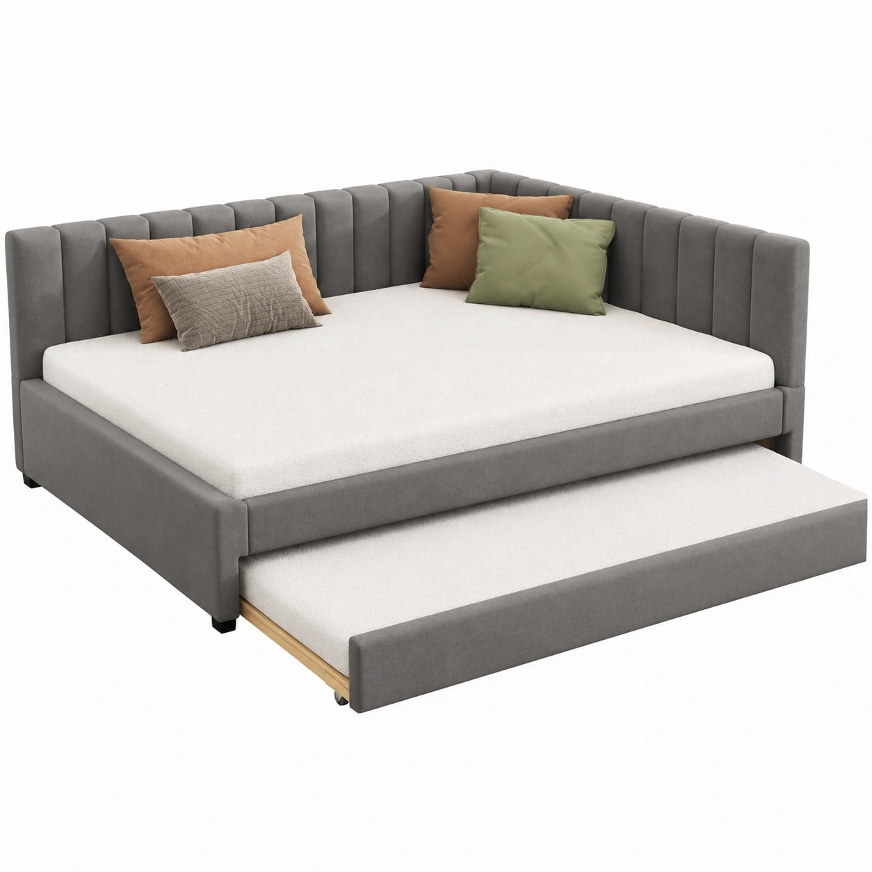 Wiuzo Verstellbares Polsterbett 140x200, Schlafsofa aus Samt in Grau, Multifunktions-Gästebett mit Lattenrost