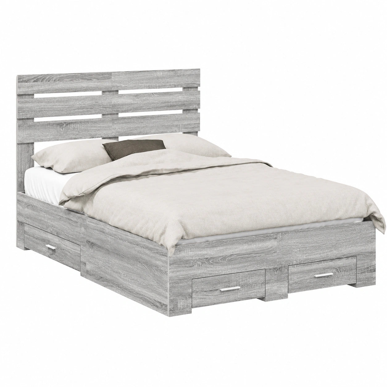 Modernes Stauraumbett aus Holzwerkstoff mit Kopfteil, Funktionales Design, Platzsparende Lösung, 90-100 cm