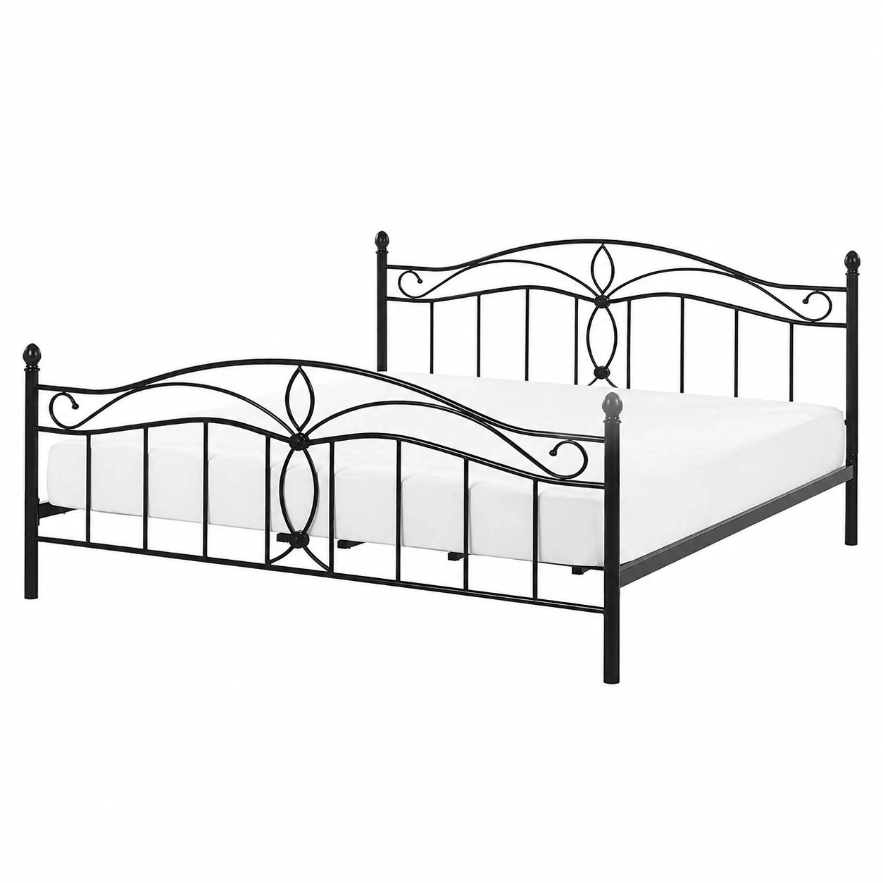 Metall-Doppelbett Antlia Schwarz 160x200 cm mit Kopfteil und Lattenrost von Beliani