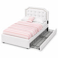 Einzelbett 90x200 cm mit Stauraum und Lattenrost, Leinen, Hellbeige, Ohne Matratze