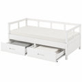 Ausziehbares Kinder- und Jugendbett 90x200cm, Kiefernholz, mit Stauraum und Lattenrost, umwandelbar in Doppelbett, inkl. 2 Schubladen, Weiß