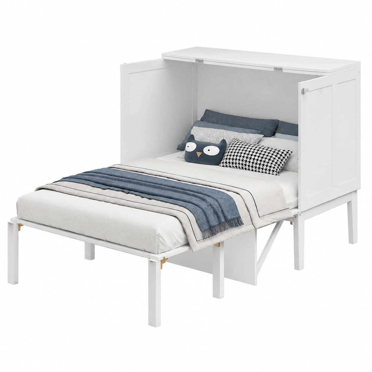 KAZZIO Vertikal Schrankbett 90x200cm, platzsparendes Klappbett, Jugendbett in Weiß mit Lattenrost